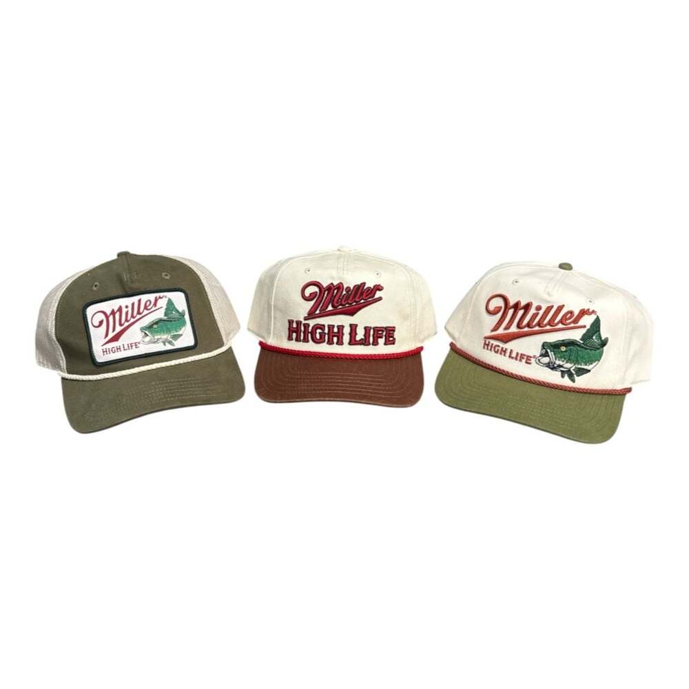 Miller High Life Retro Snapback Trio | Vintage Beer Merch Streetwear Hats Bundle
